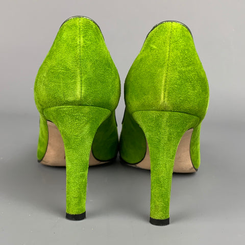 CHRISTIAN LACROIX Size 8 Green Two Toned Suede Bow Pumps