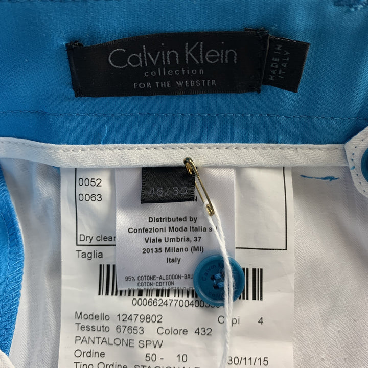 CALVIN KLEIN Pantalón de vestir con bragueta y cremallera de algodón color aguamarina Talla 30