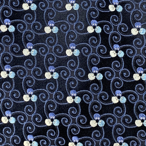 ERMENEGILDO ZEGNA Black Blue Swirls Silk Satin Tie
