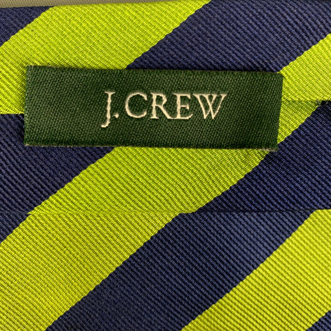 J CREW Green &  Navy Stripe Silk Tie