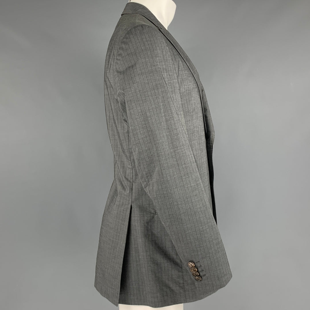 ETRO Size 40 Grey Brown Stripe Cotton Single breasted Sport Coat