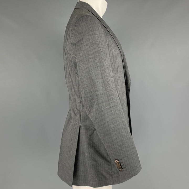 ETRO Size 40 Grey Brown Stripe Cotton Single breasted Sport Coat