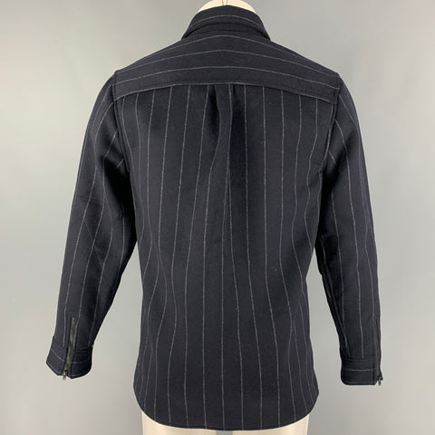 CALIBRATE Taille S Veste à boutons-pression en mélange de laine à rayures gris marine