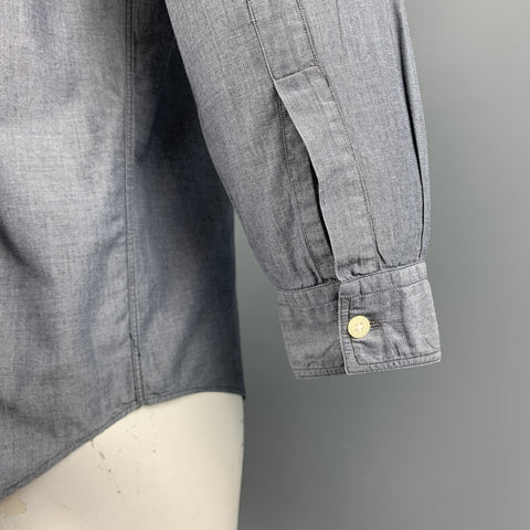 Vintage V2 by VERSACE Size M Gray Cotton Button Up Patch Pocket Long Sleeve Shirt