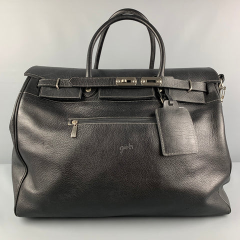GUIDO Sac de voyage en cuir noir à surpiqûres contrastées taille L
