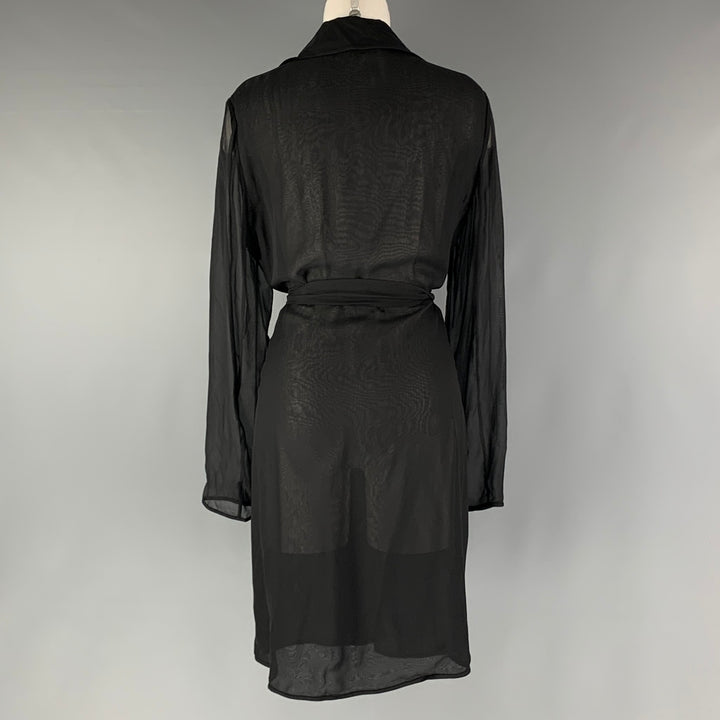 DIANE VON FURSTENBERG Size S Black See Through Belted Trench Coat