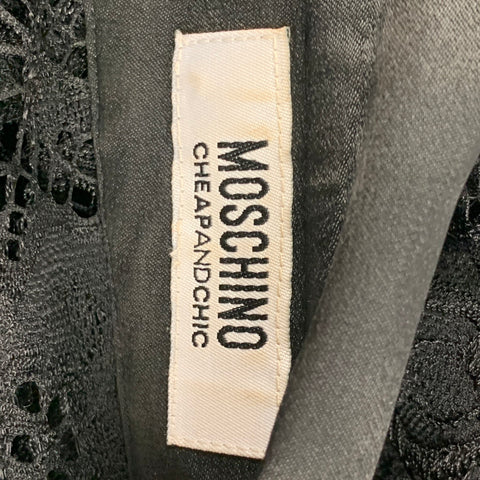 MOSCHINO Talla 10 Camisa con botones de encaje de poliamida negra