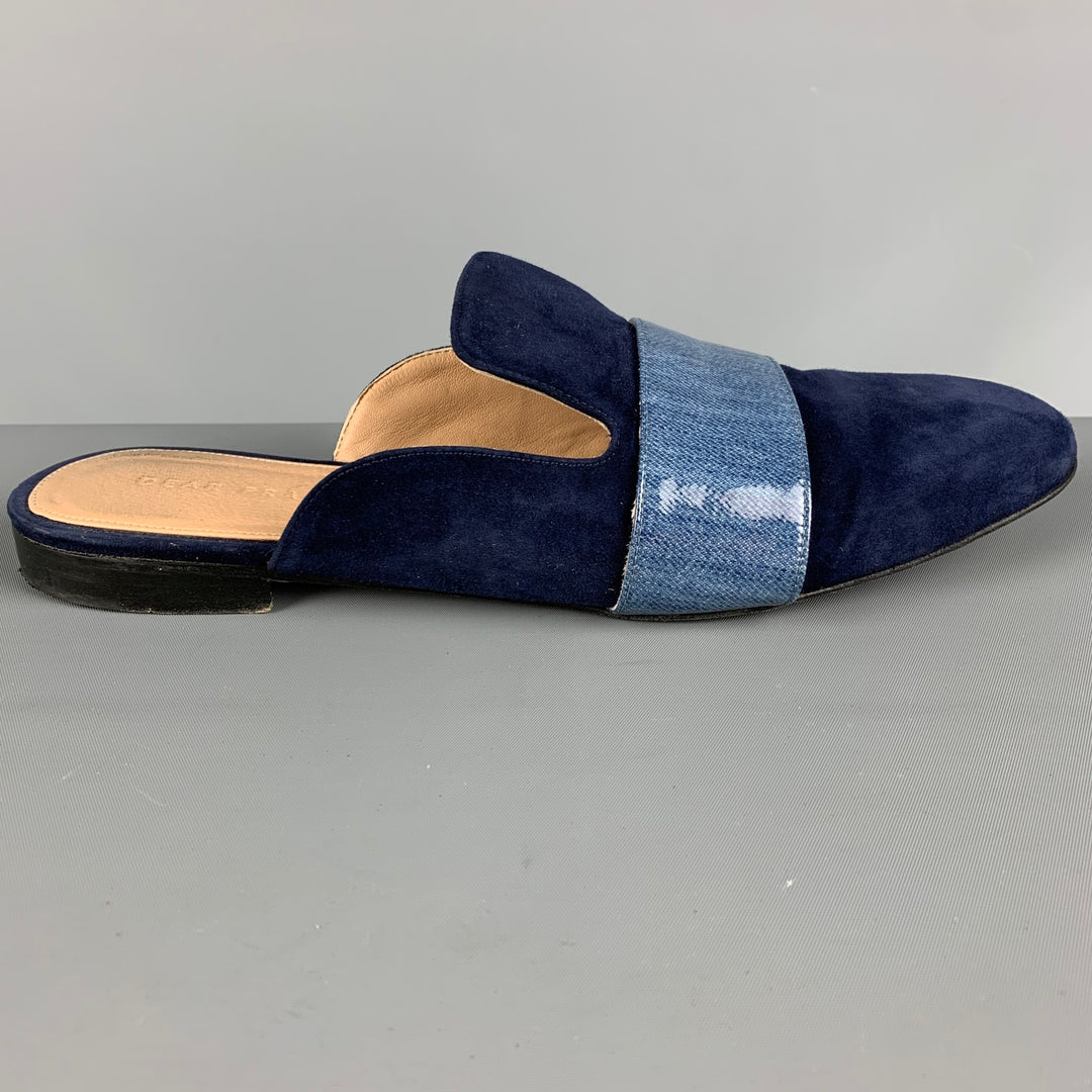 DEAR FRANCES Sandalias planas de materiales mixtos de ante azul marino talla 8