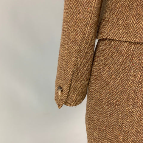 RALPH LAUREN Black Label Size 6 Brown & Taupe Herringbone Wool / Cashmere Skirt Suit
