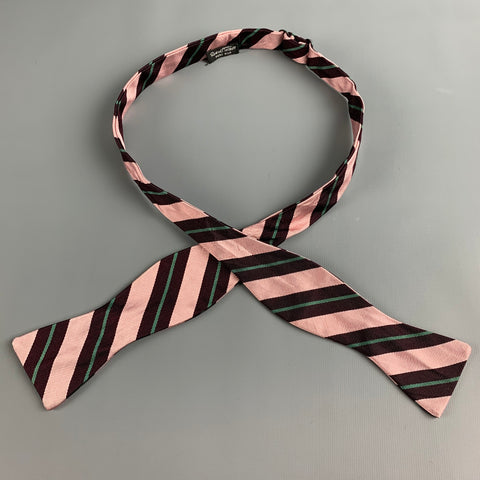 ROBERT TALBOTT Pink Purple Diagonal Stripe Silk Bow Tie