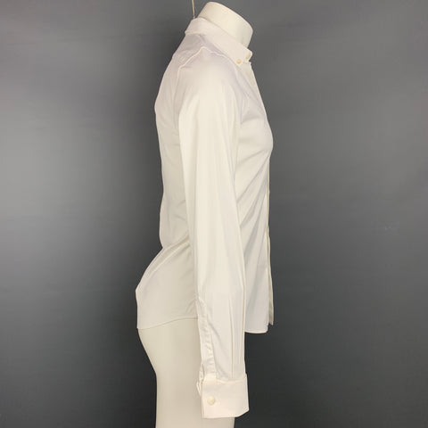 BALENCIAGA Size S White Cotton Blend French Cuff Long Sleeve Shirt