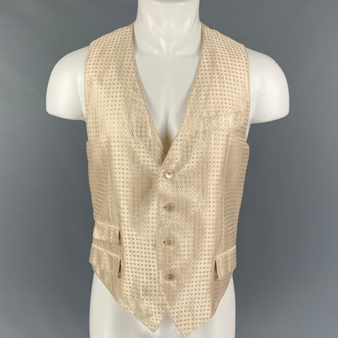 ALEXANDER MCQUEEN Size 40 Beige Jacquard Silk Buttoned Vest