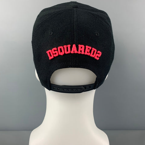 DSQUARED2 Sombrero de lona bordado negro rosa