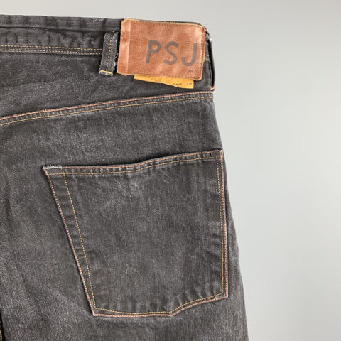 PAUL SMITH JEANS Size 32 Black Contrast Stitch Cotton Button Fly Jeans