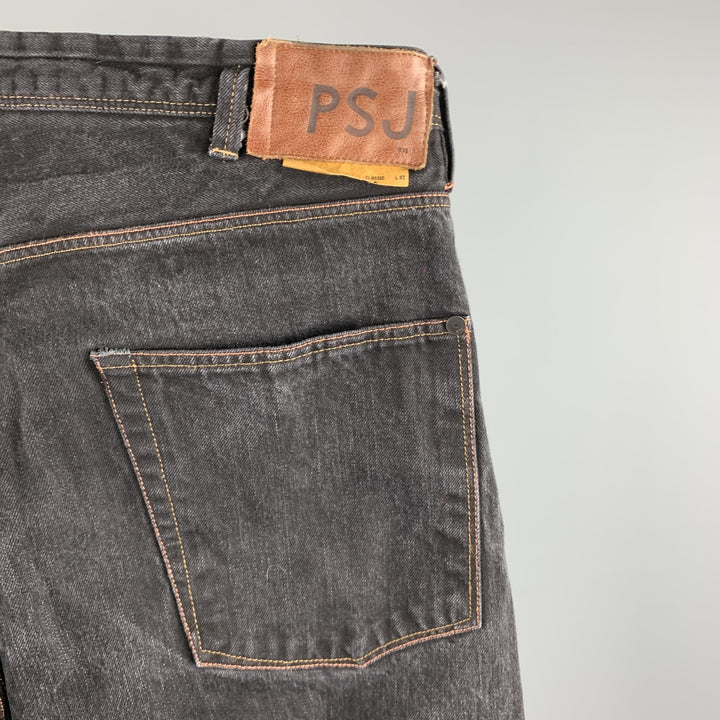 PAUL SMITH JEANS Talla 32 Jeans negros de algodón con puntadas en contraste y bragueta de 31 botones