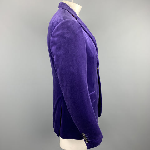 ETRO Size 40 Purple Solid Velvet Notch Lapel Sport Coat