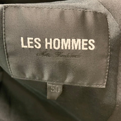 LES HOMMES Size 40 Black Red Polyester Wool Sport Coat