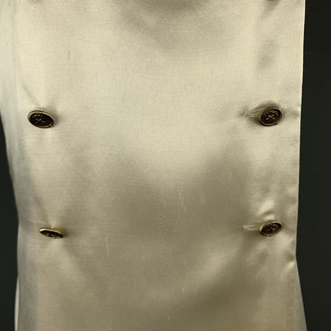 CHANEL Size 4 Cream Satin Double Breasted Military Blouse