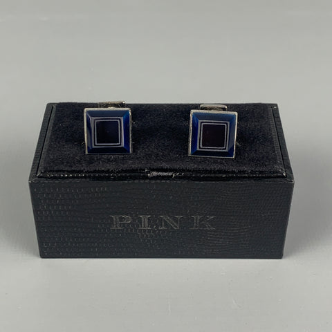 THOMAS PINK Midnight Blue Silver Tone Cuff Links