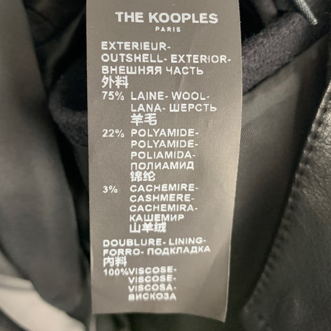 THE KOOPLES Size M Black Solid Wool Blend Biker Coat