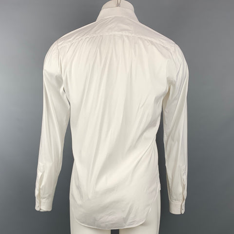 VALENTINO Size S White Cotton Blend Hidden Button Long Sleeve Shirt