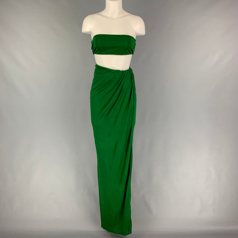 BRANDON MAXWELL Talla 4 Top bandeau de rayón verde bosque