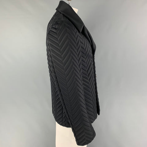 CALVIN KLEIN COLLECTION Size L Black Chevron Double Breasted Jacket