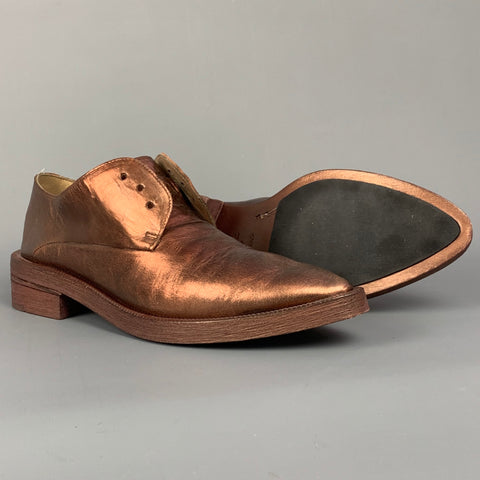 MARSELL Talla 7.5 Cordones planos de punta estrecha de cuero cobre