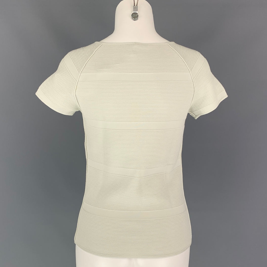 GIORGIO ARMANI Size 4 Sea Foam Viscose / Polyester Ribbed Casual Top