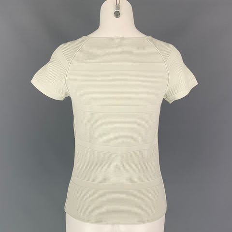 GIORGIO ARMANI Size 4 Sea Foam Viscose / Polyester Ribbed Casual Top