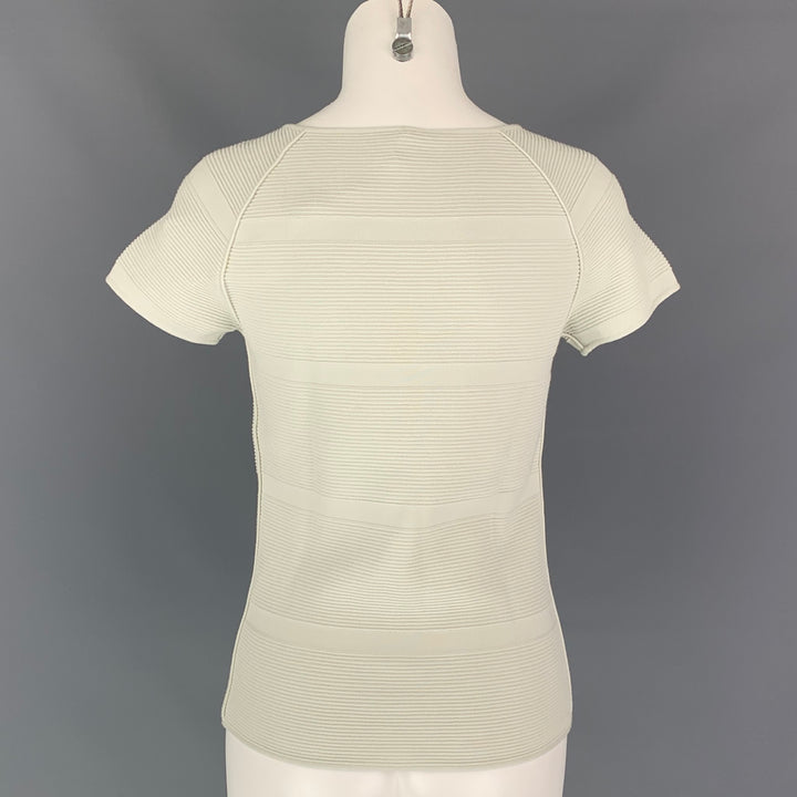 GIORGIO ARMANI Size 4 Sea Foam Viscose / Polyester Ribbed Casual Top