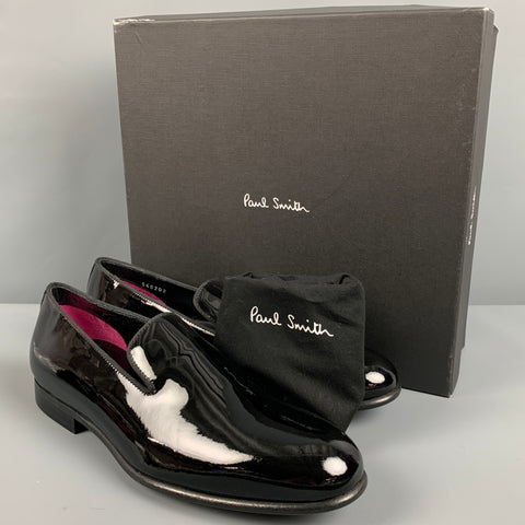 PAUL SMITH Size 7 Black Patent Leather Slip On Loafers