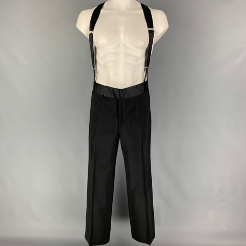 BRIONI for COURTOUE Size 46 Black Wool Mohair Peak Lapel Tuxedo Suit