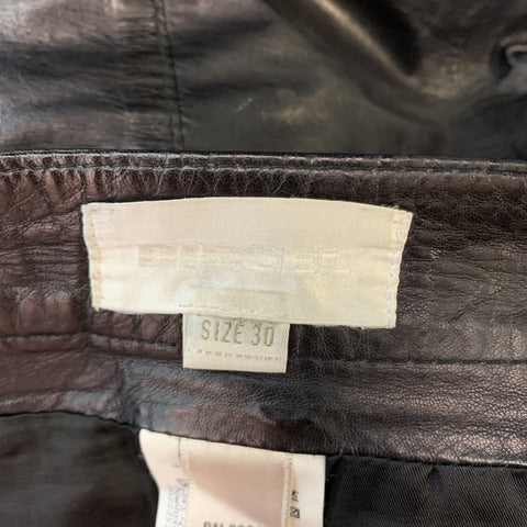 DIESEL Size 30 Black Leather Zip Fly Snap Biker Jeans