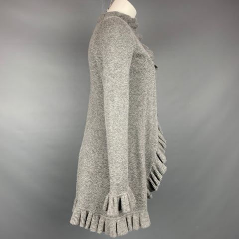 KINROSS Size S Grey Knitted Heather Cashmere Ruffled Cardigan