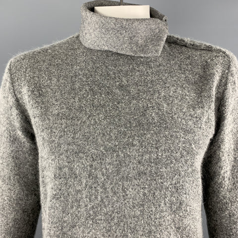 STONE Jersey gris con cuello alto y broches laterales de lana texturizada talla L