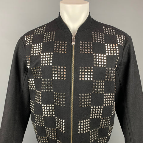VERSUS by GIANNI VERSACE Size 38 Black & Silver Studded Jacket