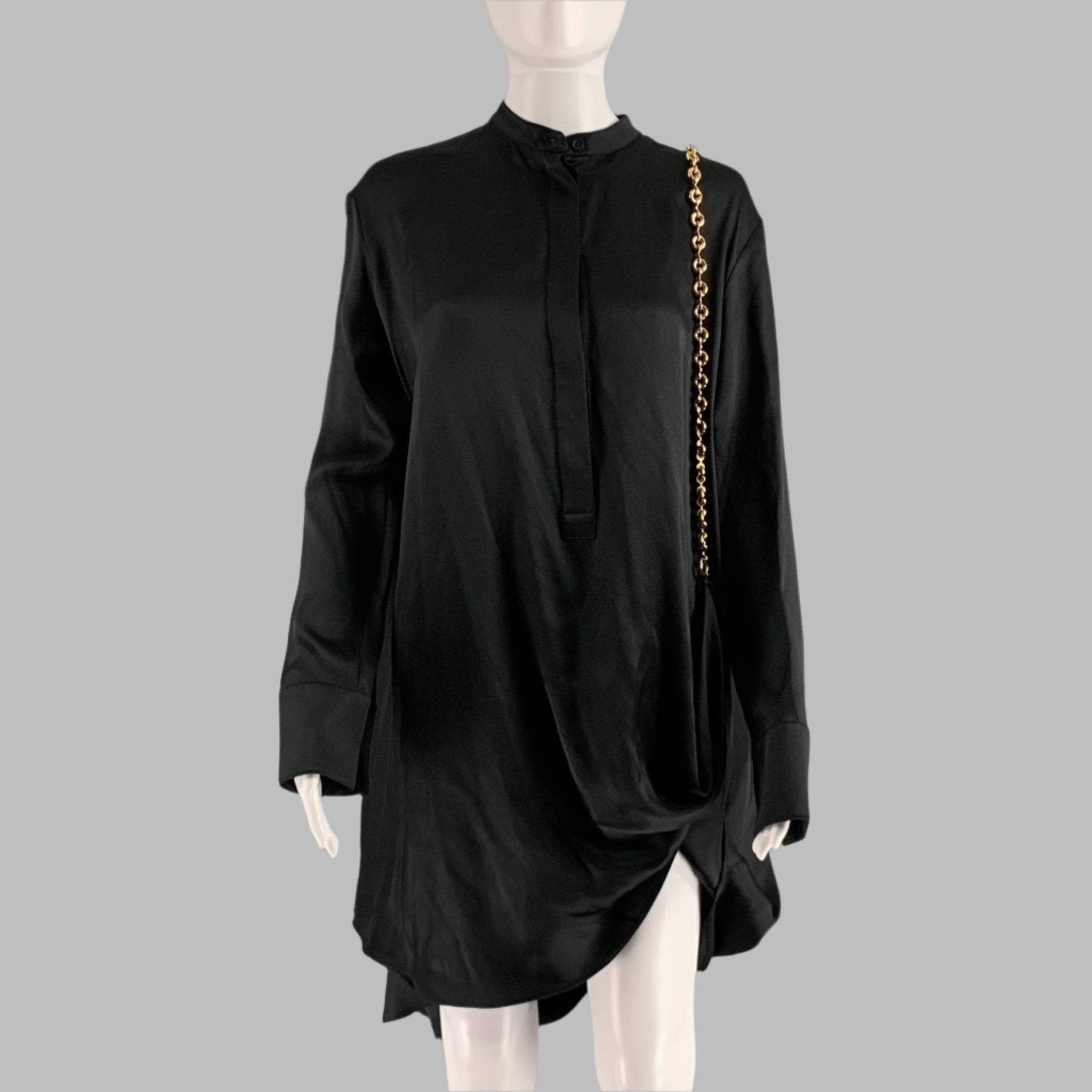 LOEWE Size 0 Black Gold Silk Chain Shirt Dress – Sui Generis