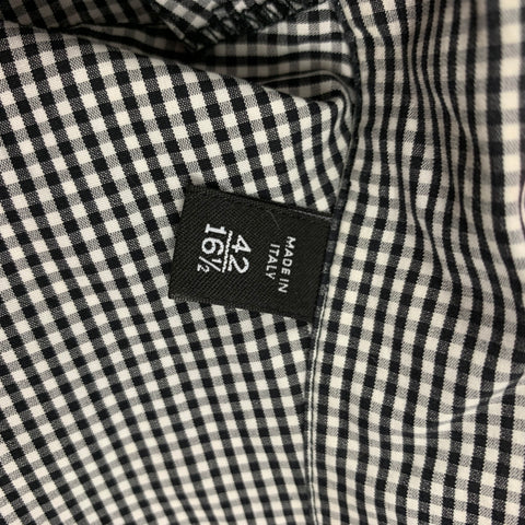 GUCCI Size L Black White Gingham Cotton Short Sleeve Shirt