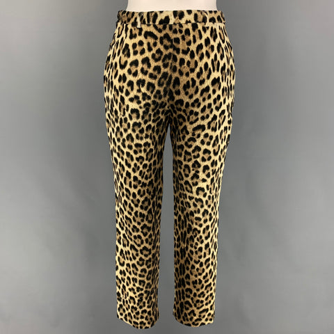 CHEAP and CHIC by MOSCHINO Talla 6 Pantalones ajustados con estampado animal de rayón de algodón marrón beige