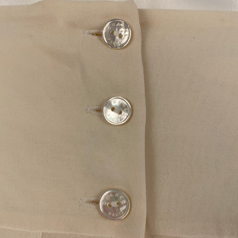 CHANEL Size 8 Cream Silk Pleated Skirt