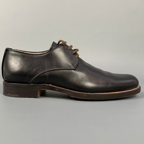FAUSTO SANTINI Talla 7.5 Cordones planos de cuero negro