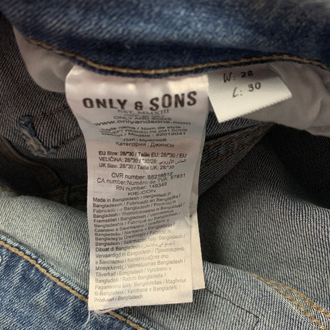 ONLY & SONS Size 28 Blue Wash Cotton Regular Button Fly Jeans