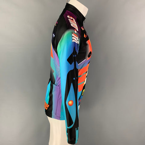 WALTER VAN BEIRENDONCK FW17 Size M Multicolor Graphic Nylon Jersey Bike Top