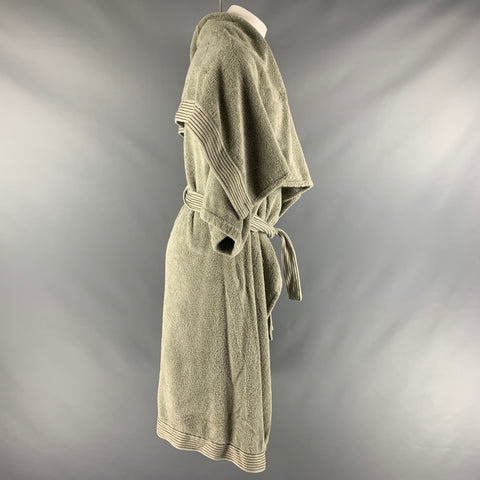 ALESSI Peignoir et serviette nouée en coton texturé vert taille S
