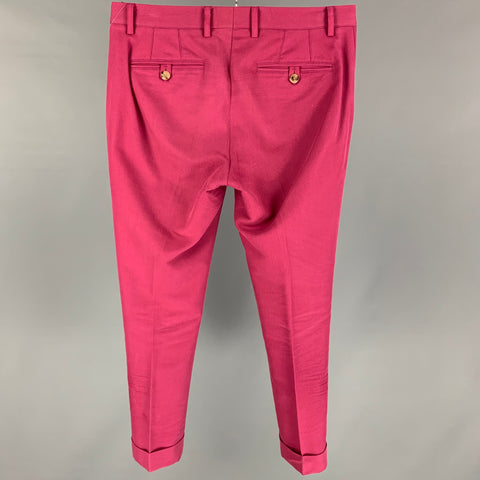 ETRO Taille 32 Pantalon habillé en coton viscose framboise avec braguette zippée