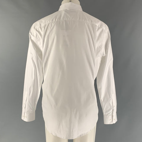 R.M. WILLIAMS Size L White Solid Cotton Button Down Long Sleeve Shirt