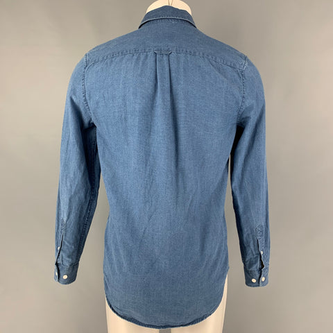 SAMSOE & SAMSOE Size S Indigo Wash Cotton Button Down Long Sleeve Shirt