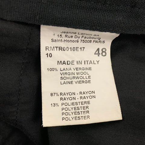 LANVIN Size 32 Black Silver Virgin Wool Flat Front Casual Pants