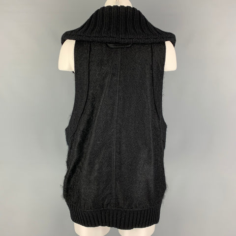 BALENCIAGA Size XS Black Mohair Blend Knitted Oversized Vest